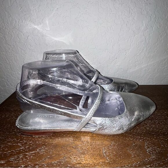 Vince Bernice Metallic Slip On Slingback Flat Shoes - Picture 4 of 16
